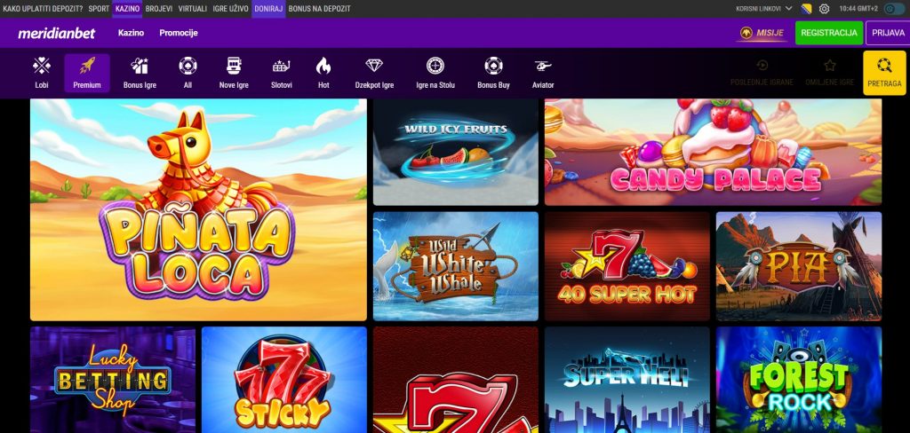 Meridianbet Premium Casino Section