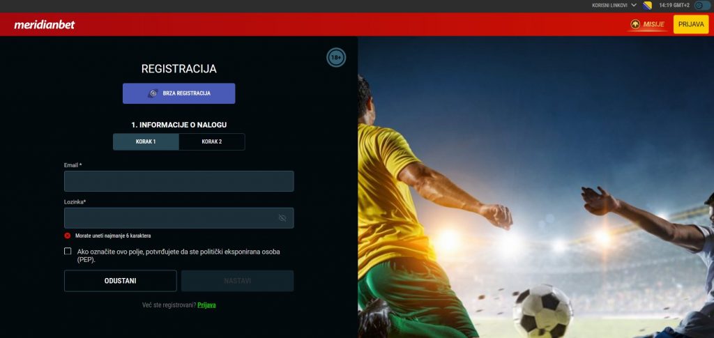 How to register at Meridianbet Bosnia?