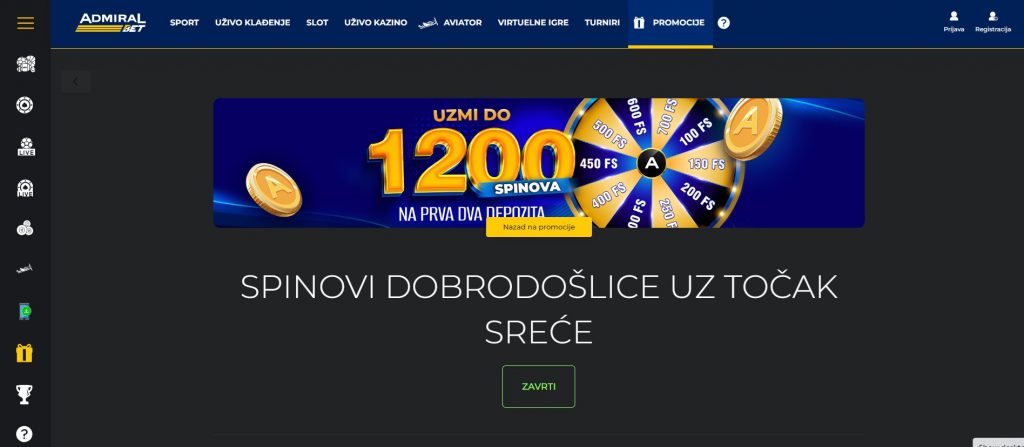 Admiralbet Casino 1200 Free Spins Admiralbet Bonus