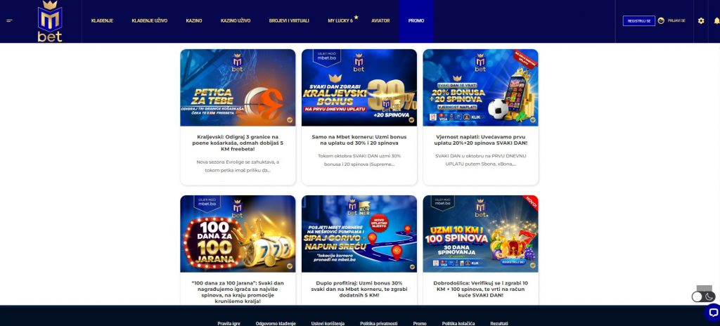 MBet CAsino Bosnia Bonusees